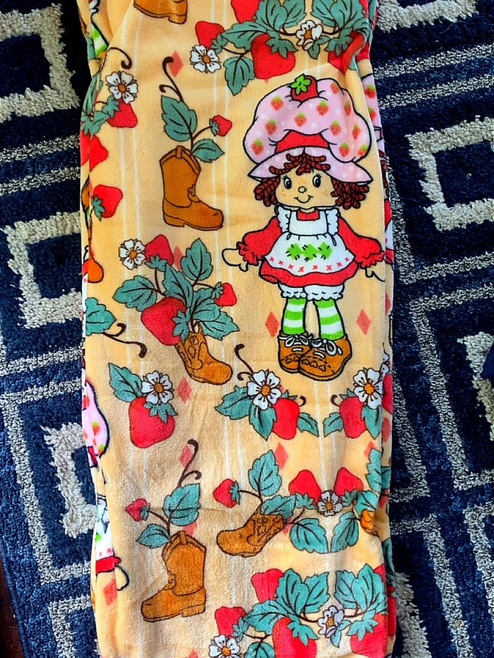 Cute Strawberry shortcake Cowboy boot blanket - Peach Background